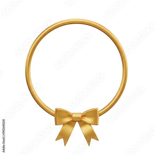 Wallpaper Mural Golden circle frame with ribbon bow isolated on transparent background Torontodigital.ca