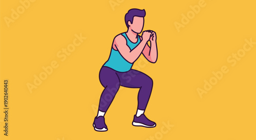 Man Doing Squats Exercise Fitness Training.