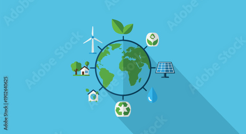 Sustainable Earth with Renewable Energy and Eco-Friendly Practices.