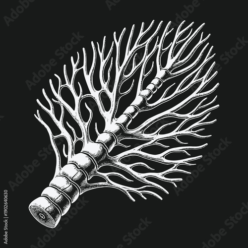 Detailed Anatomical Illustration of Human Bronchial Tree on Black Background.