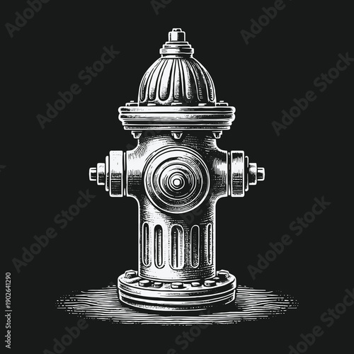 Detailed Fire Hydrant Illustration on Dark Background.