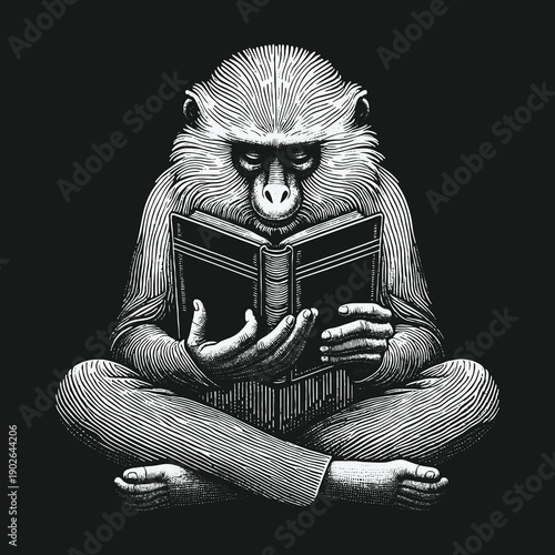 Intelligent Monkey Engrossed in a Book: A Study in Concentration.