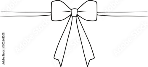 Elegant black and white bow illustration with delicate looped ribbons for gift wrapping and decorative design
