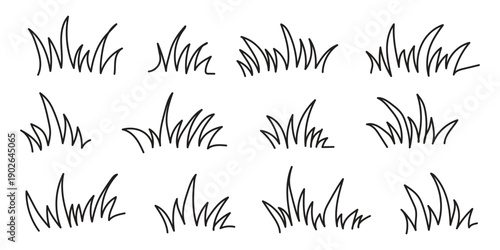 Collection of hand drawn bushes and tree tops in a simple black and white style