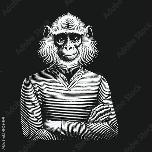 Monkey Business: A Portrait of a Primate in Human Attire.