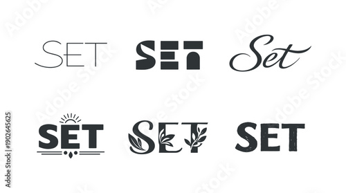 japandi style lettering. Set lettering. harmonious lettering variations of the same emblematic concept, each with different