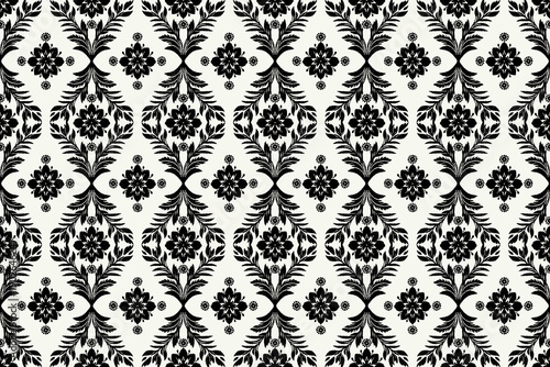 Ethnic ikat seamless pattern. floral embroidery, bohemian style, abstract flower art print. ethnic ikat abstract art. seamless fabric. ikat design for textile, wallpaper, and clothing.