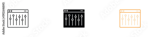 Audio equalizer and sound settings icon vector. Digital volume control and mixer display symbol. Vector illustration.