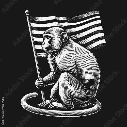Monkey with Flag: A Symbol of Rebellion and Independence.