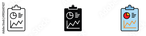 Business report clipboard icon vector. Analytics data and statistical infographic symbol. Vector illustration.