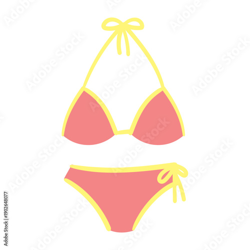 Stylish pink bikini with yellow accents for summer