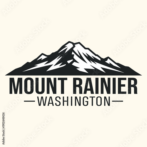 Mount Rainier National Park Washington State Landmark Vector Logo