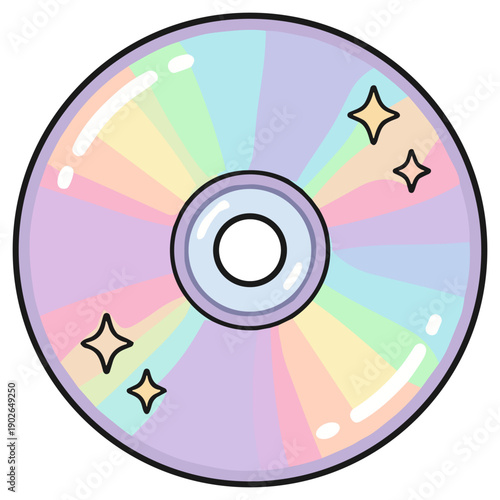 Aesthetic Holographic Rainbow CD Disc with Sparkles - Y2K Nostalgia Music Media Vector