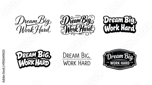 Gentle ambition sayings. Set lettering. harmonious lettering variations of the same emblematic concept, each with different