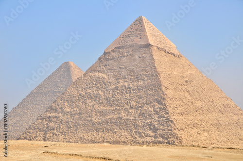 Panoramic view of the three great pyramids of Giza, Egypt
