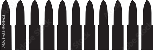 Row of Black Bullet Silhouettes Against White Background ammunition weapon