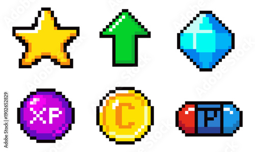 Colorful Pixel Fantasy Icons - Magic Game Items Set