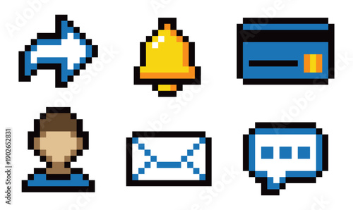 Pixel art Office Icons – Stationery and Work Tools Set