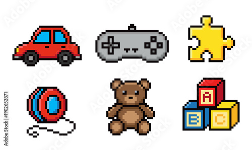 8bit Toy and Game Icons Set