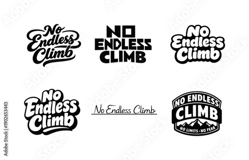 No endless climb. Set lettering. harmonious lettering variations of the same emblematic concept, each with different artistic interpretation