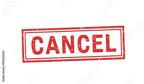 Red rubber stamp with the word cancel on for rejection or cancellation purposes in business or official documents