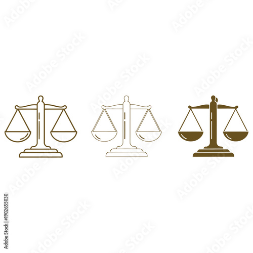 Three Different Style Scales Icon Set Isolated Transparent Background