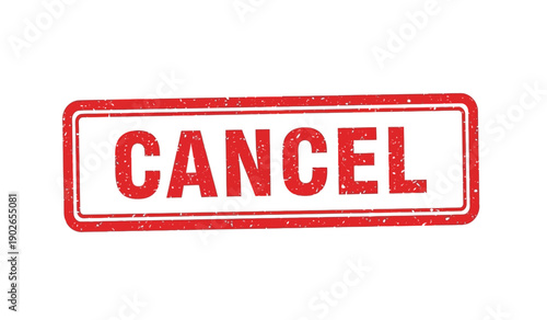 Red cancel stamp on for marking documents as invalid or rejected officially