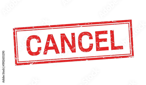 Red cancel stamp on with bold lettering and rectangular border