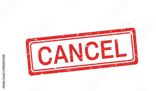 Red cancel stamp on with distressed texture