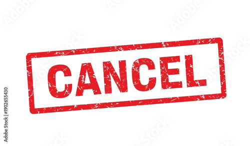 Red cancel stamp on with distressed texture