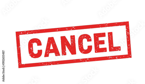 Red cancel stamp on with distressed texture