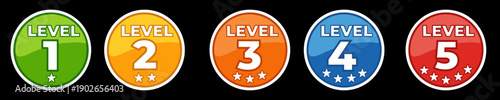 Difficulty Level Star Badges Set – Clean Educational Rating Icons (Level 1–5)