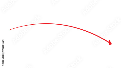 Fotografija Red curved arrow indicating a downward trajectory, symbolizing decline, failure,