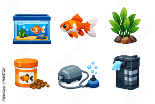 Aquarium supplies and equipment for fish care and maintenance