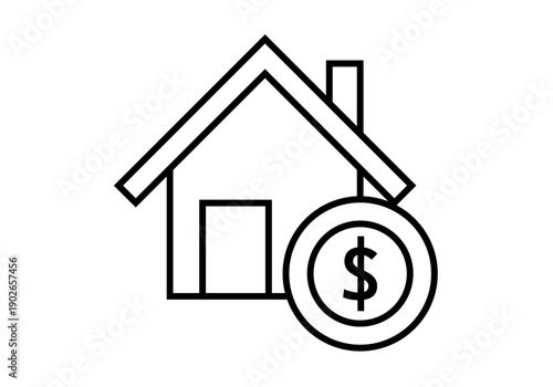 Casa con símbolo de moneda de dólar en estilo de icono lineal 