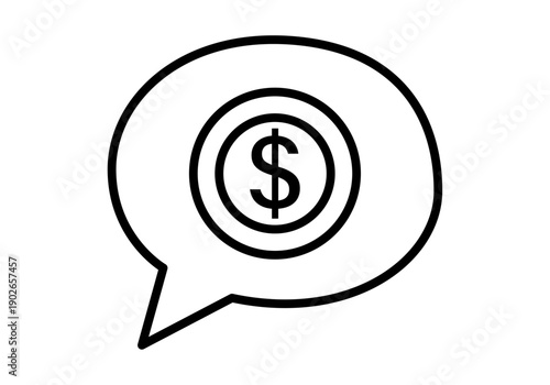 Burbuja de diálogo con moneda de dólar en su interior