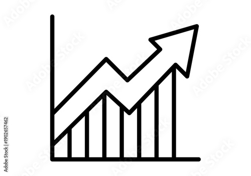 Gráfica de barras con flecha ascendente que representa crecimiento y éxito financiero