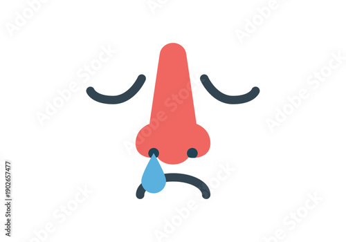 Rostro esquemático con congestión nasal y goteo de mucosidad 