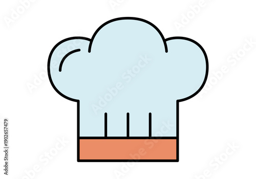 Gorro de cocinero profesional con banda naranja en estilo de línea minimalista 