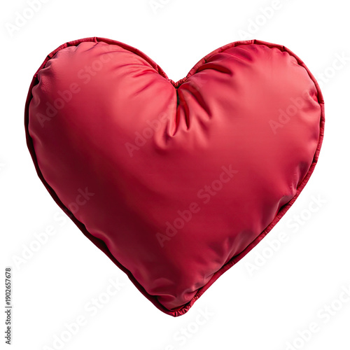A soft and cuddly heart-shaped pillow on a clean white background