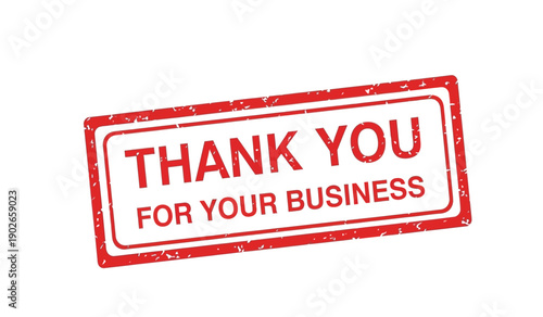A red rubber stamp with the words thank you for your business