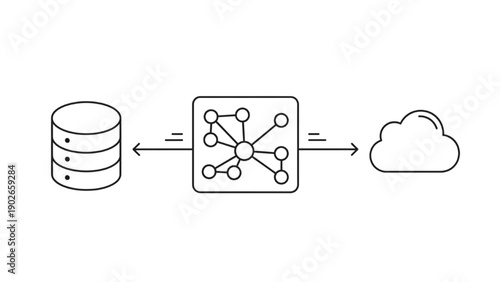 Database to Cloud Data Transfer and Network Connectivity Diagram