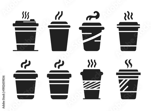 Vector Pack of Drink Cup Silhouettes Modern Simple Drink Illustration Set