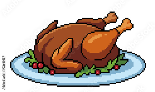 Pixel Art Roast Chicken - Game Food Asset