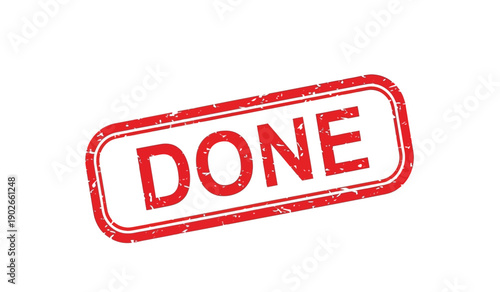 Red stamp with the word done