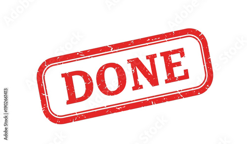 Red stamp with the word done on a, indicating completion or approval