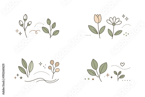 Neutral spring textures. Clean abstract overlays using spring forms like buds and leaves in soft neutral tones with a quiet tactile grain.