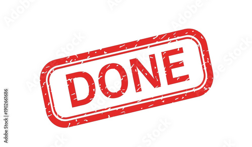 Red done stamp on, grungy texture, vector illustration