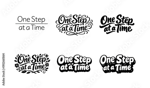 Creative Lettering Variations. One step at a time. Set lettering. harmonious lettering variations of the same emblematic concept, each with different artistic