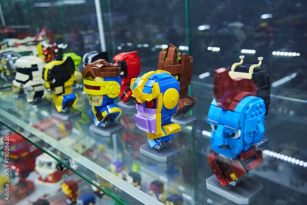 Naklejka premium Moscow, Russia. - June 23, 2025: Lego construction kit, old models. Collection of the famous toy series